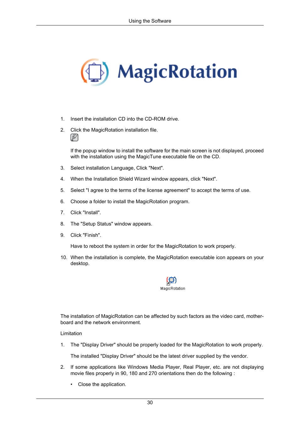 Magicrotation, Installation, Installation problems | Samsung LS23MYZKFV-XAA User Manual | Page 31 / 75