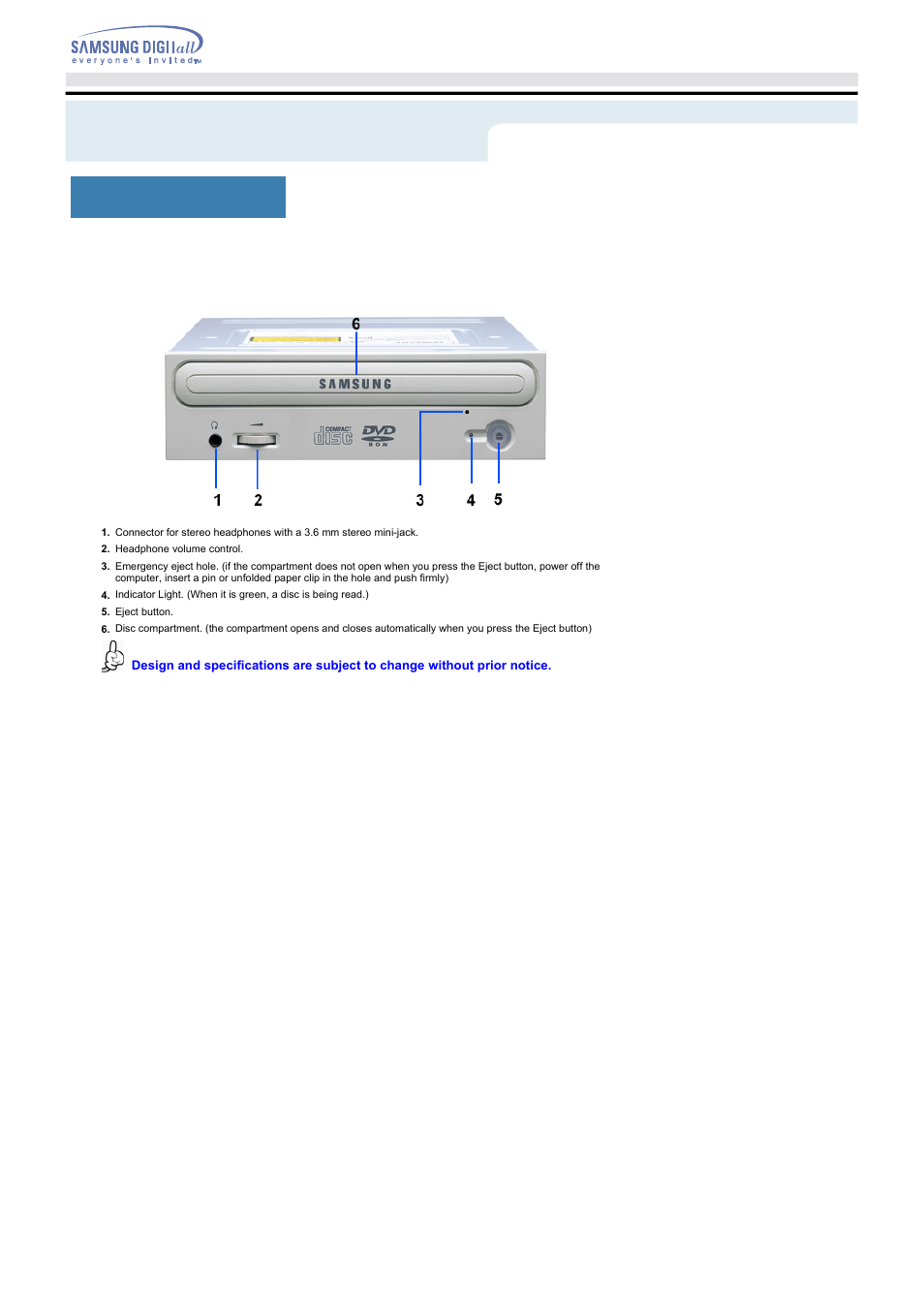 Introduction, Front | Samsung SD-616QEP User Manual | Page 6 / 15