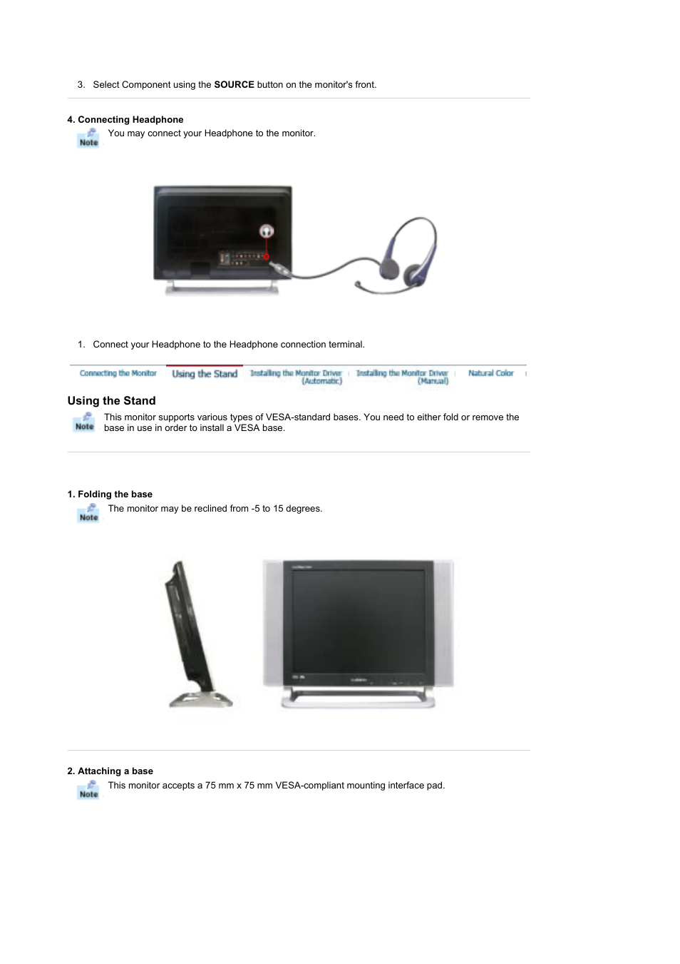 Using the stand | Samsung LS17MHFSSA-XAZ User Manual | Page 20 / 72