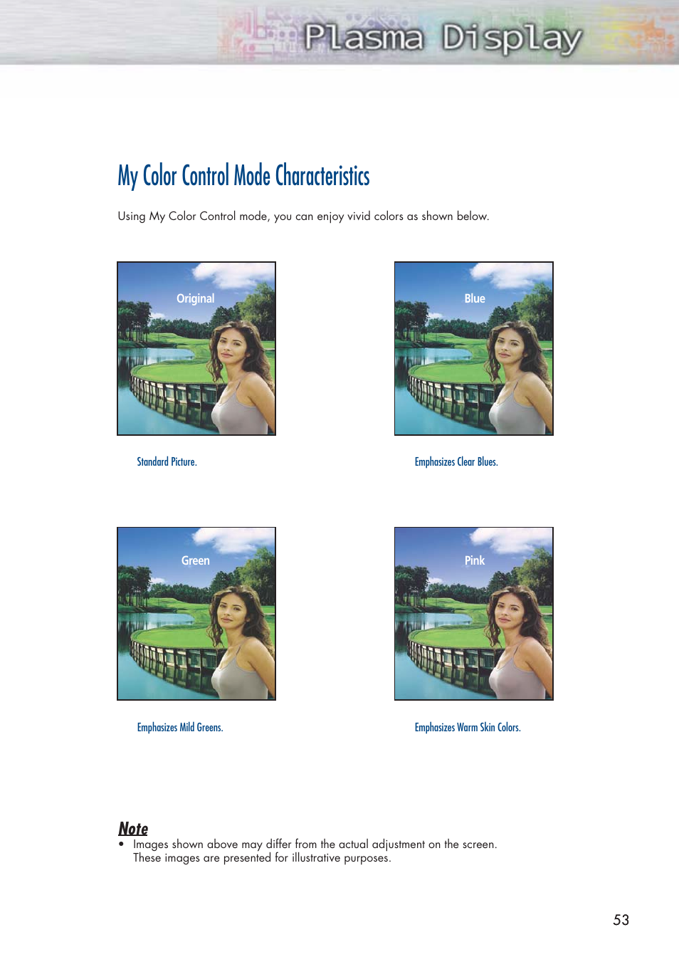 My color control mode characteristics | Samsung HPP3761X-XAC User Manual | Page 53 / 96