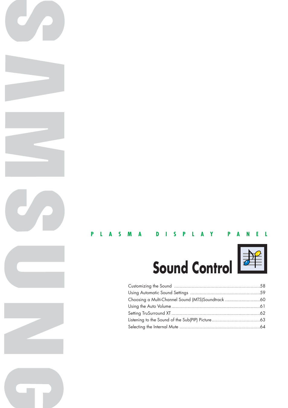 Sound control | Samsung HPP3761X-XAC User Manual | Page 57 / 96