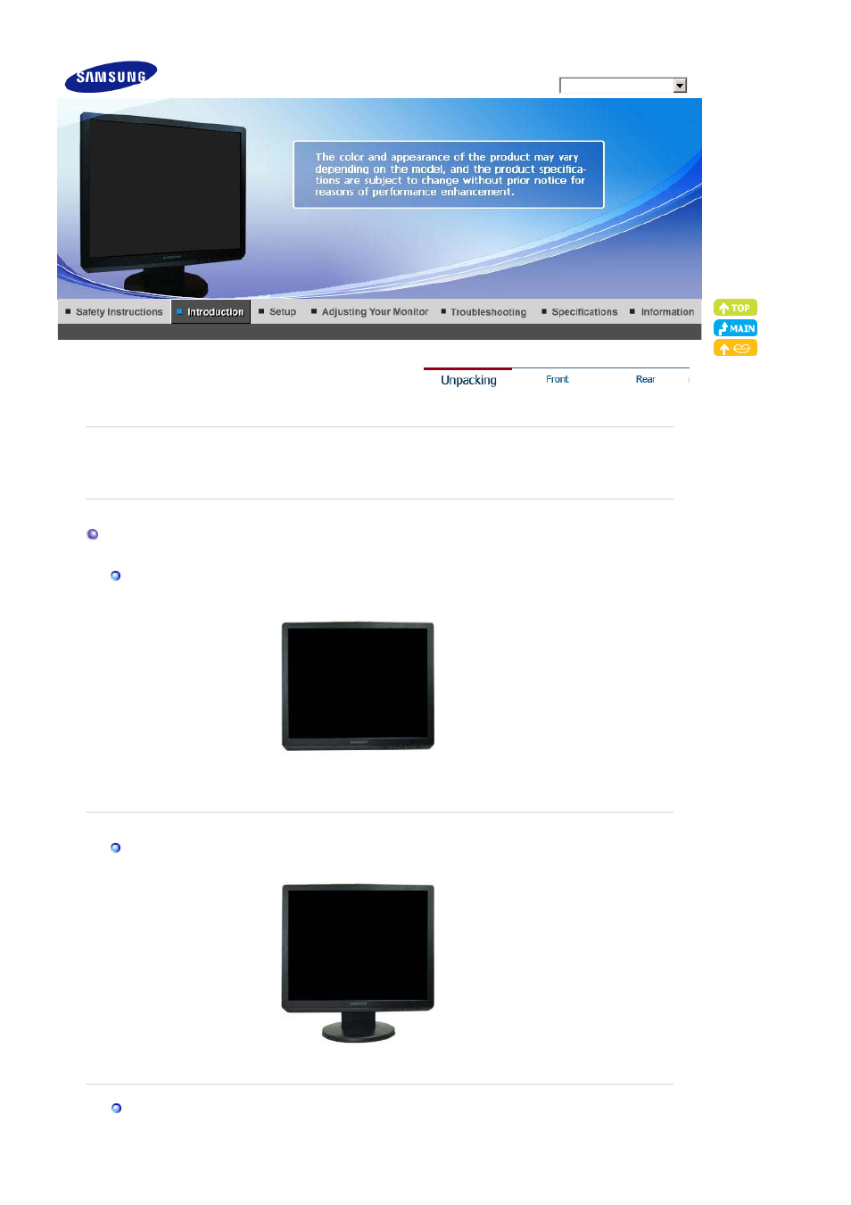 Introduction, Unpacking | Samsung LS19WJXSBV-XAA User Manual | Page 10 / 49
