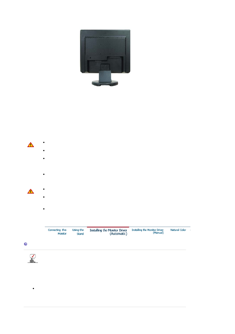 Installing the monitor driver (automatic) | Samsung LS19WJXSBV-XAA User Manual | Page 16 / 49