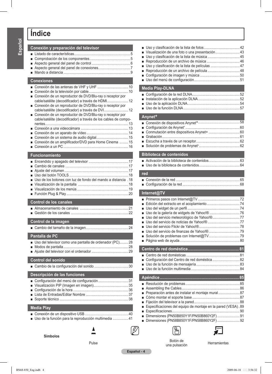 No t, Índice | Samsung PN50B860Y2FXZA User Manual | Page 104 / 284