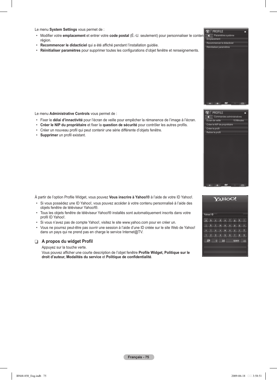 A propos du widget profil | Samsung PN50B860Y2FXZA User Manual | Page 267 / 284