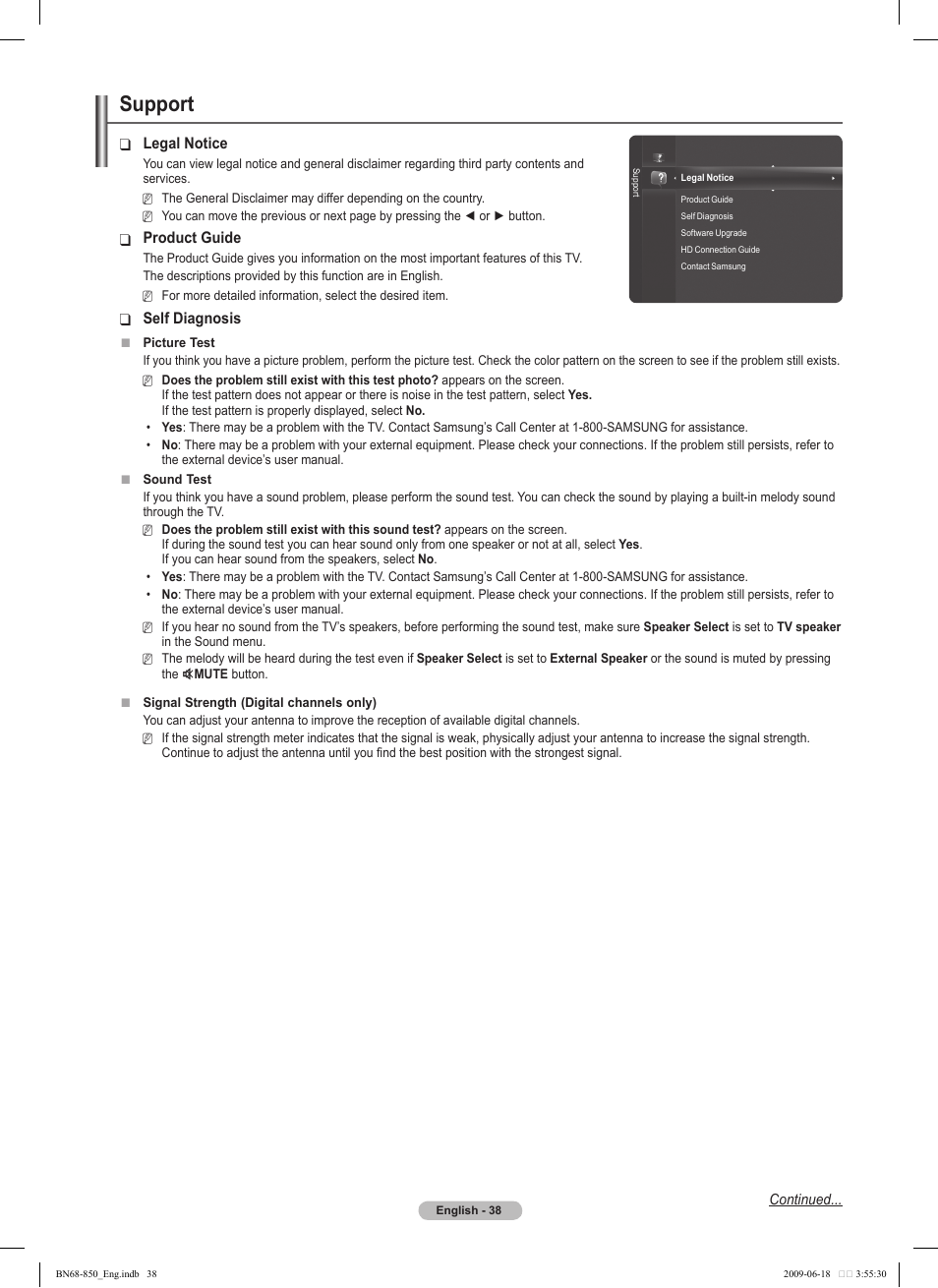 Support | Samsung PN50B860Y2FXZA User Manual | Page 38 / 284