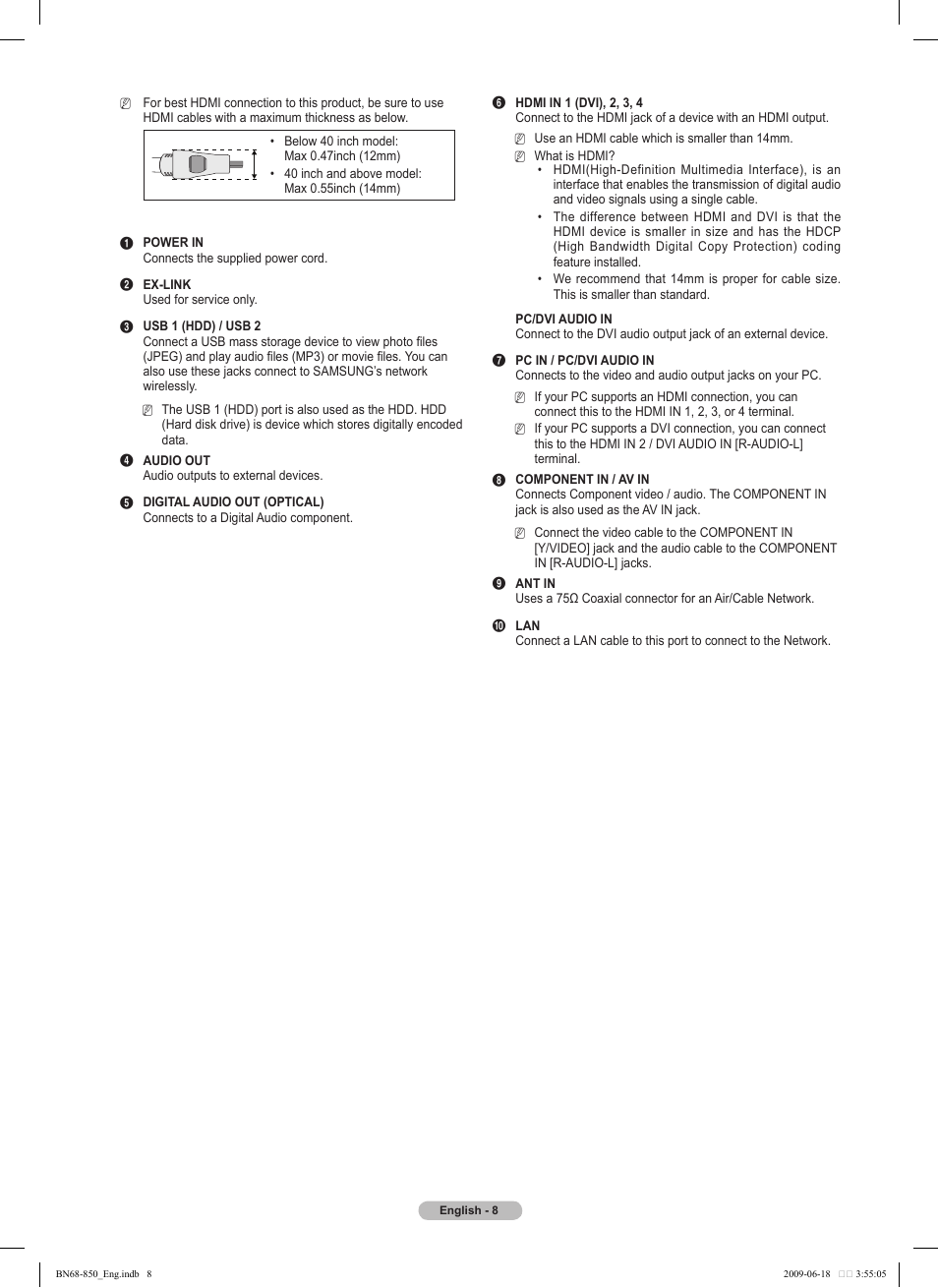 Samsung PN50B860Y2FXZA User Manual | Page 8 / 284