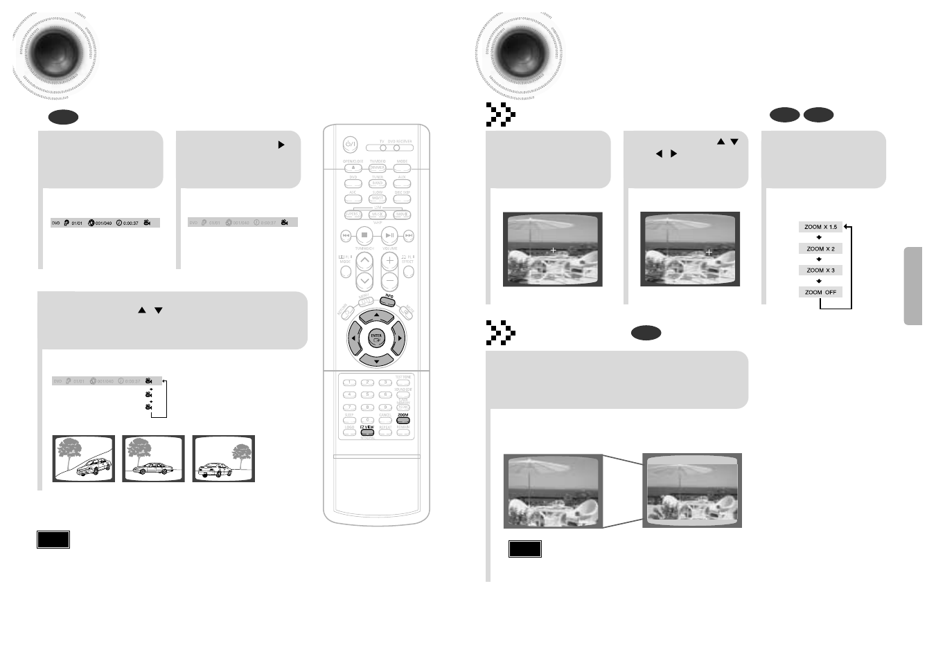 Angle function, Zoom function, 30 zoom function | 29 angle function, Zoom (screen enlarge) function, Aspect ratio | Samsung HTDB650TH-XAX User Manual | Page 16 / 36