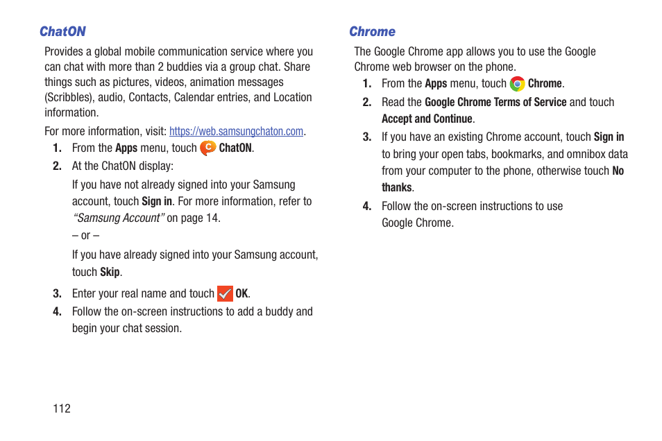 Chaton, Chrome | Samsung SCH-L710RWBXAR User Manual | Page 118 / 240