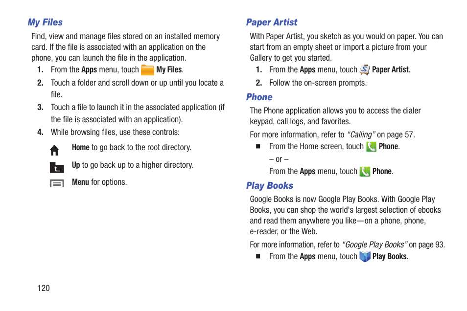 My files, Paper artist, Phone | Play books | Samsung SCH-L710RWBXAR User Manual | Page 126 / 240