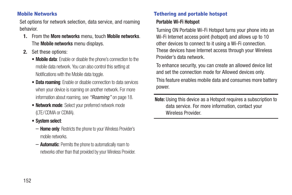 Mobile networks, Tethering and portable hotspot | Samsung SCH-L710RWBXAR User Manual | Page 158 / 240