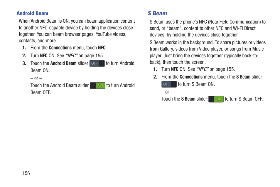 Android beam, S beam | Samsung SCH-L710RWBXAR User Manual | Page 162 / 240