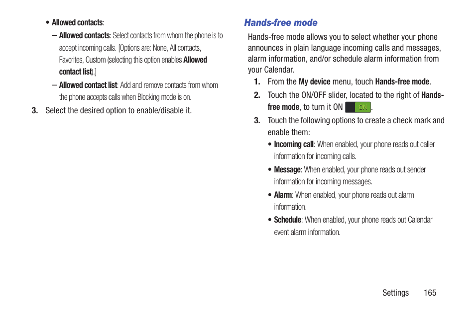 Hands-free mode | Samsung SCH-L710RWBXAR User Manual | Page 171 / 240