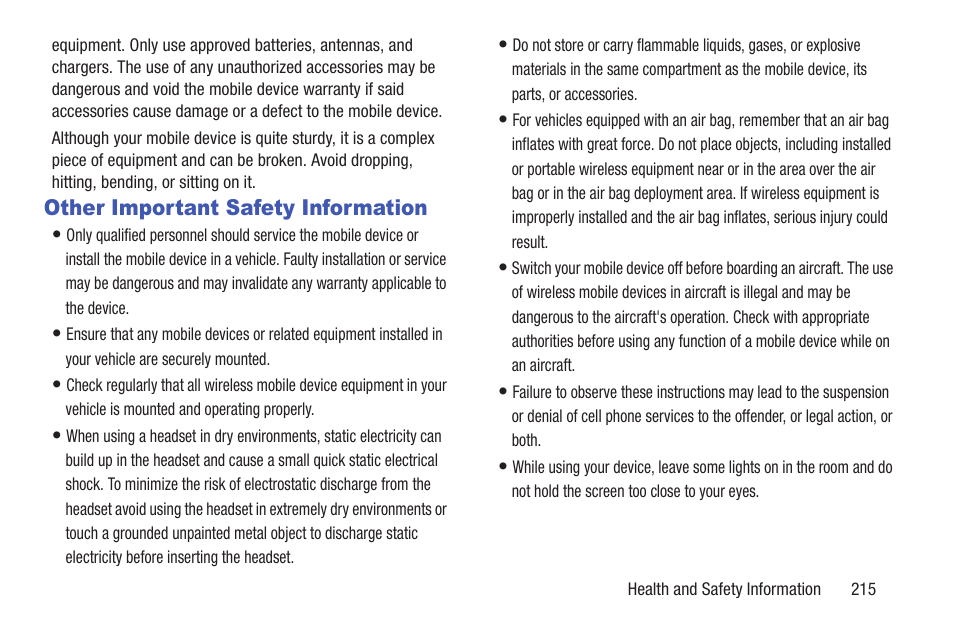 Other important safety information | Samsung SCH-L710RWBXAR User Manual | Page 221 / 240