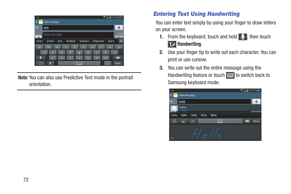 Entering text using handwriting | Samsung SCH-L710RWBXAR User Manual | Page 78 / 240