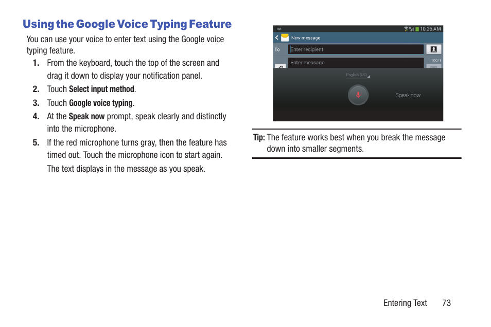 Using the google voice typing feature | Samsung SCH-L710RWBXAR User Manual | Page 79 / 240