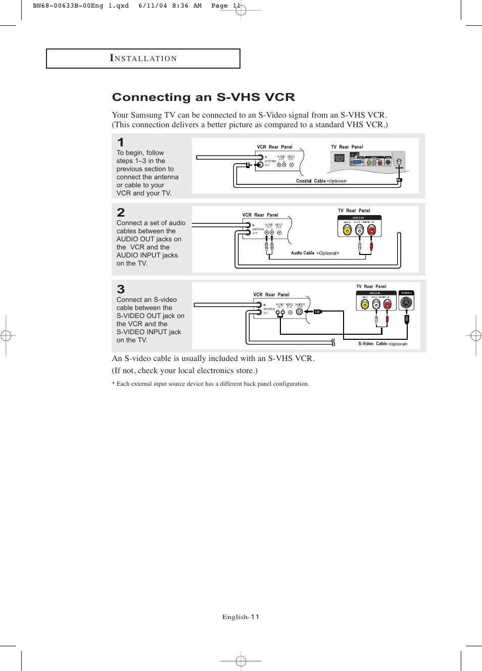 Connecting an s-vhs vcr | Samsung LTP1545X-XAC User Manual | Page 16 / 66