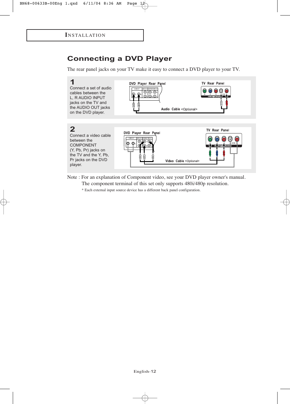 Connecting a dvd player | Samsung LTP1545X-XAC User Manual | Page 17 / 66