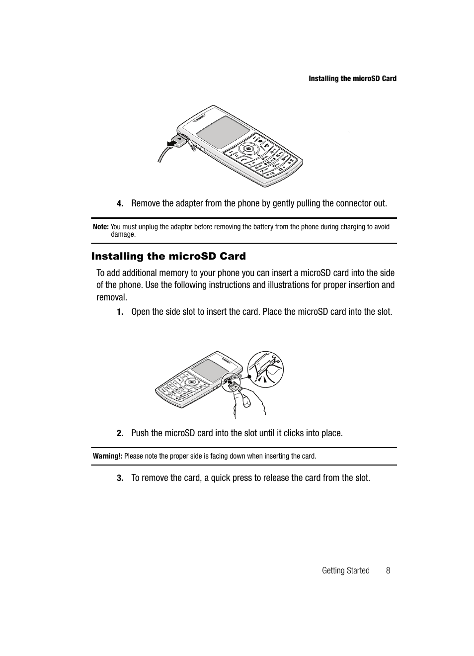 Installing the microsd card | Samsung SGH-A727ZKAATT User Manual | Page 11 / 185