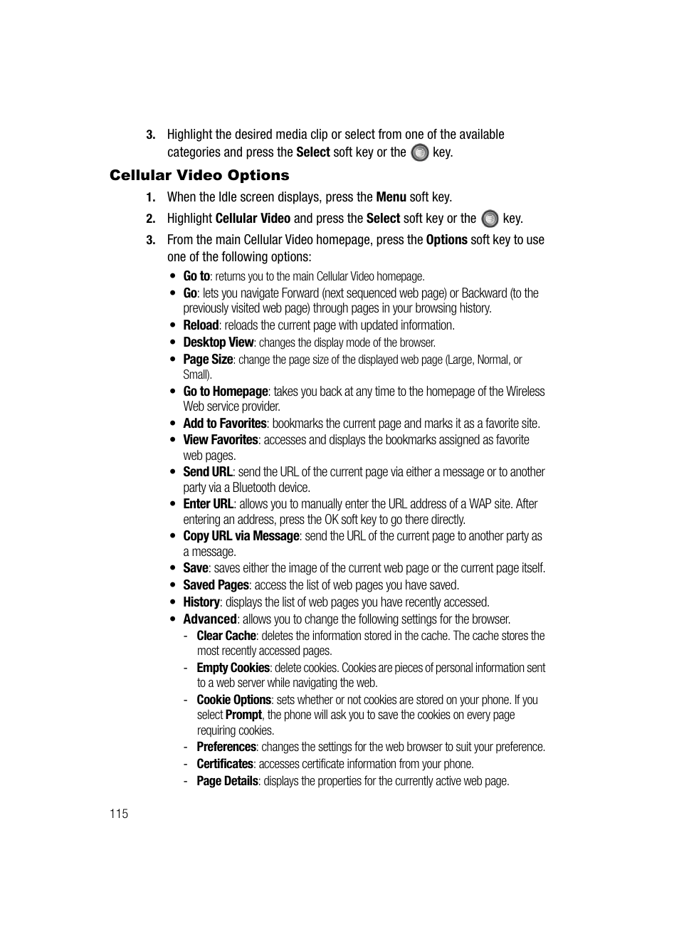 Cellular video options | Samsung SGH-A727ZKAATT User Manual | Page 118 / 185