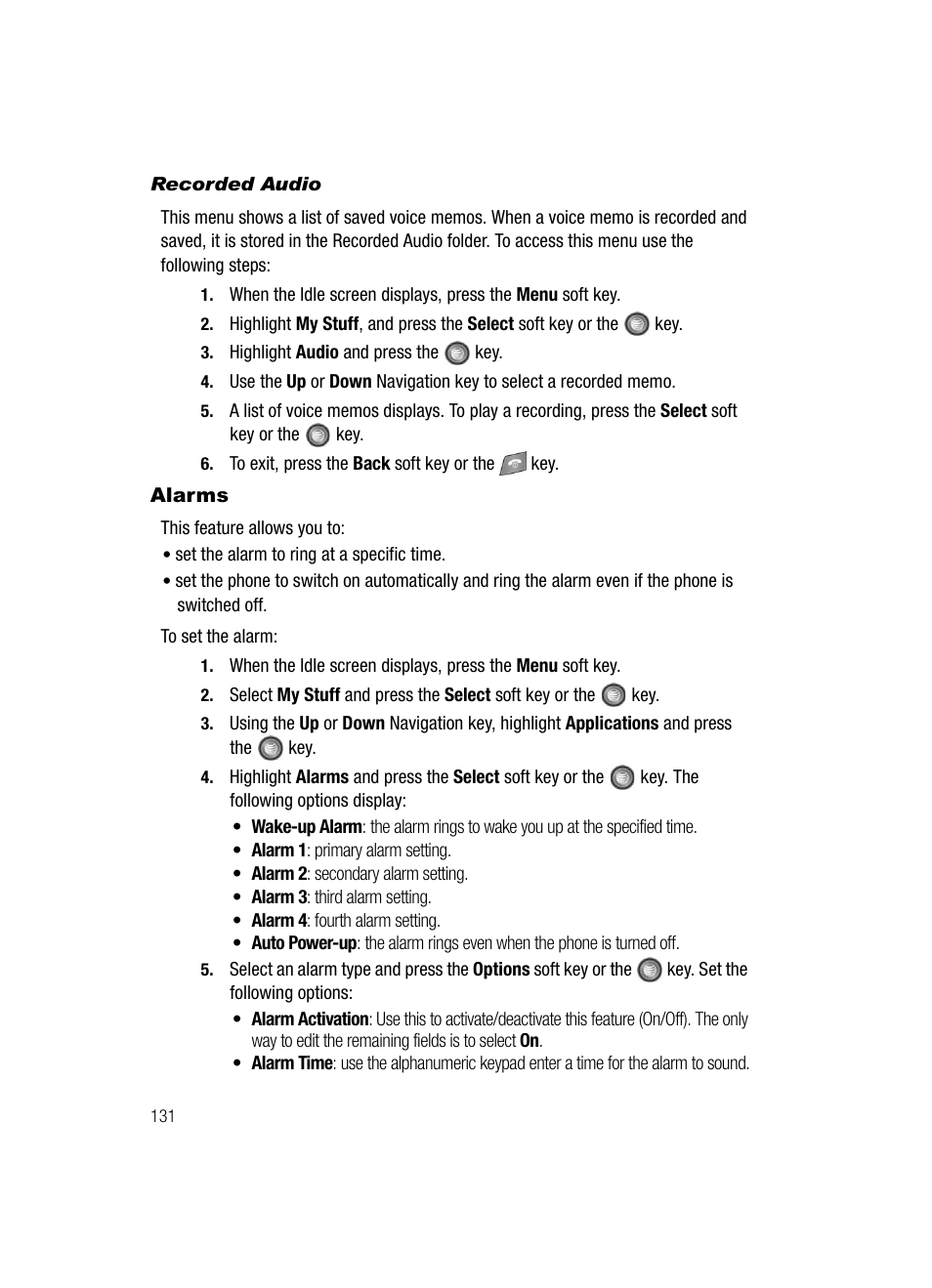 Alarms | Samsung SGH-A727ZKAATT User Manual | Page 134 / 185