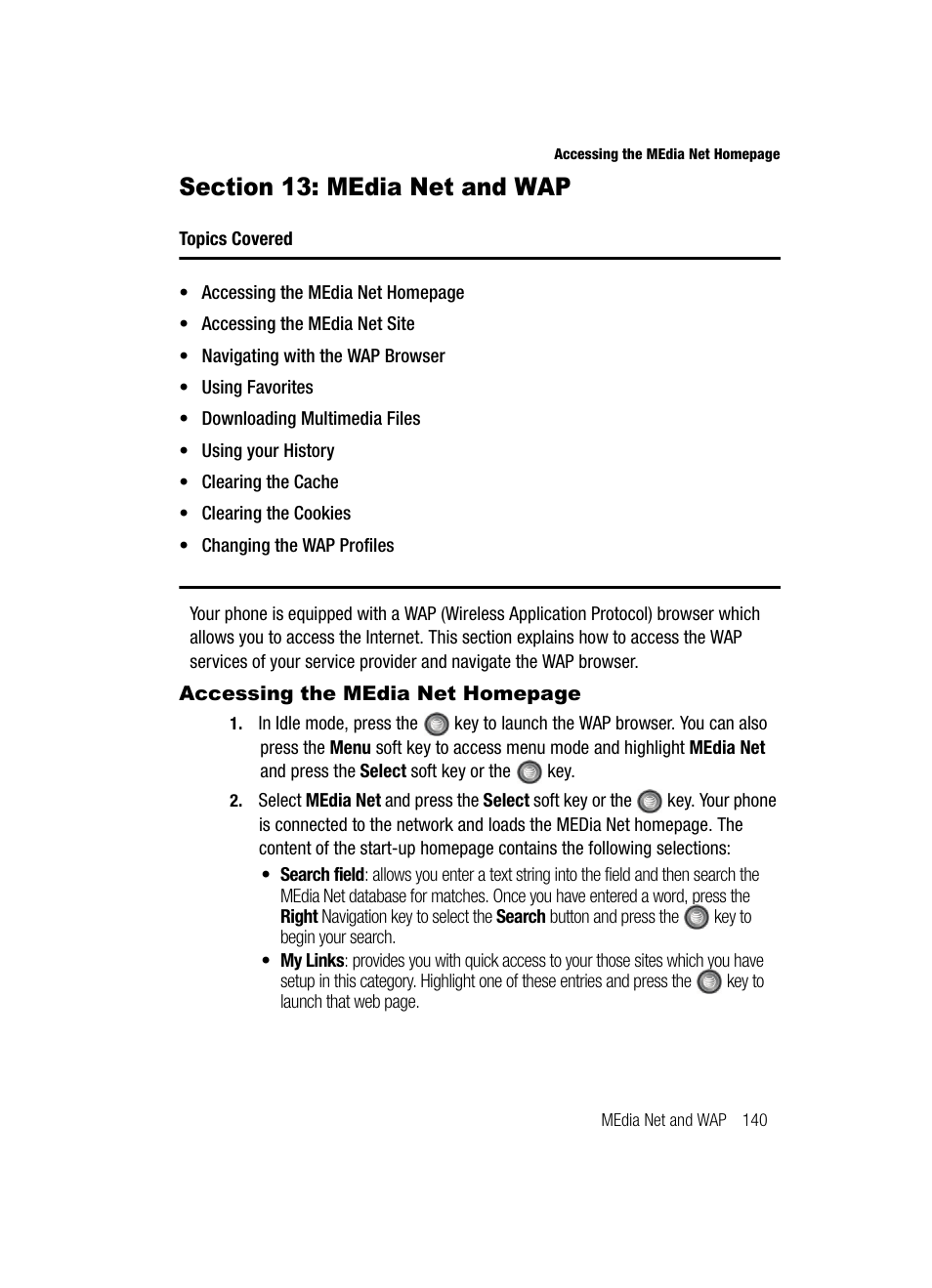 Section 13: media net and wap | Samsung SGH-A727ZKAATT User Manual | Page 143 / 185