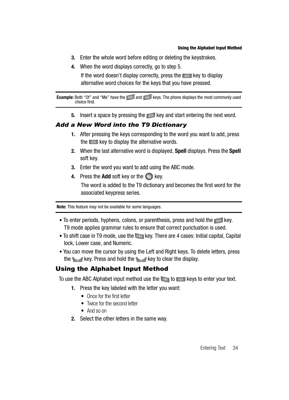 Using the alphabet input method | Samsung SGH-A727ZKAATT User Manual | Page 37 / 185