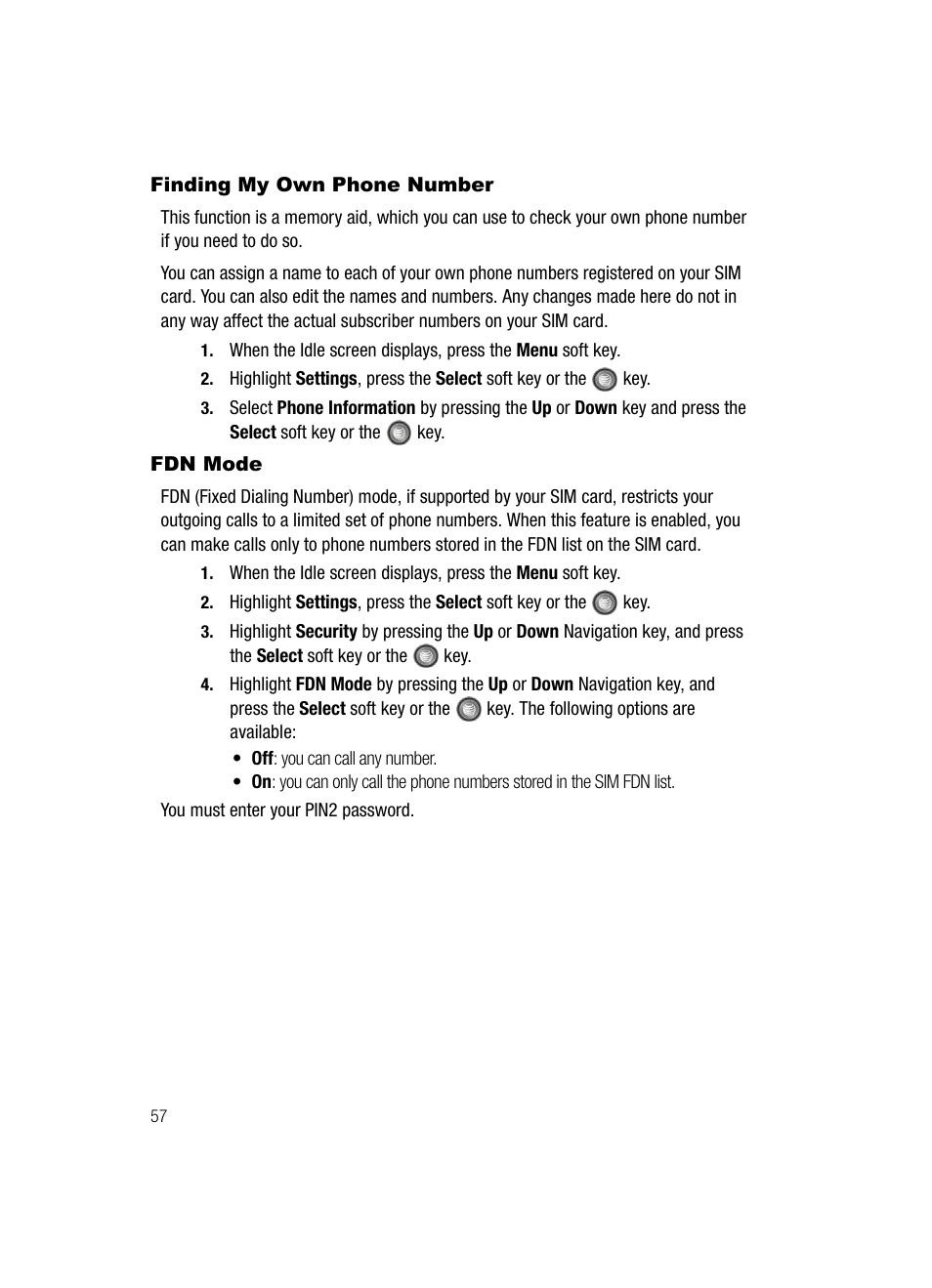 Finding my own phone number fdn mode, Finding my own phone number, Fdn mode | Samsung SGH-A727ZKAATT User Manual | Page 60 / 185