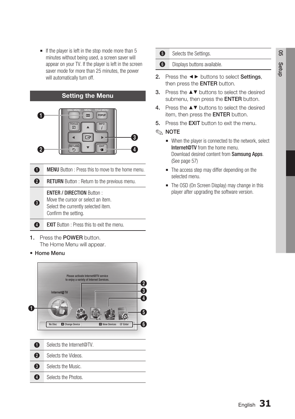 Setting the menu | Samsung BD-C6500-XAA User Manual | Page 31 / 70