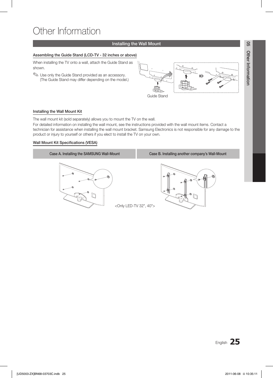 Other information | Samsung UN26D4003BDXZA User Manual | Page 25 / 64