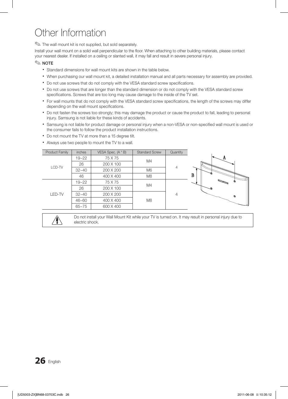 Other information | Samsung UN26D4003BDXZA User Manual | Page 26 / 64