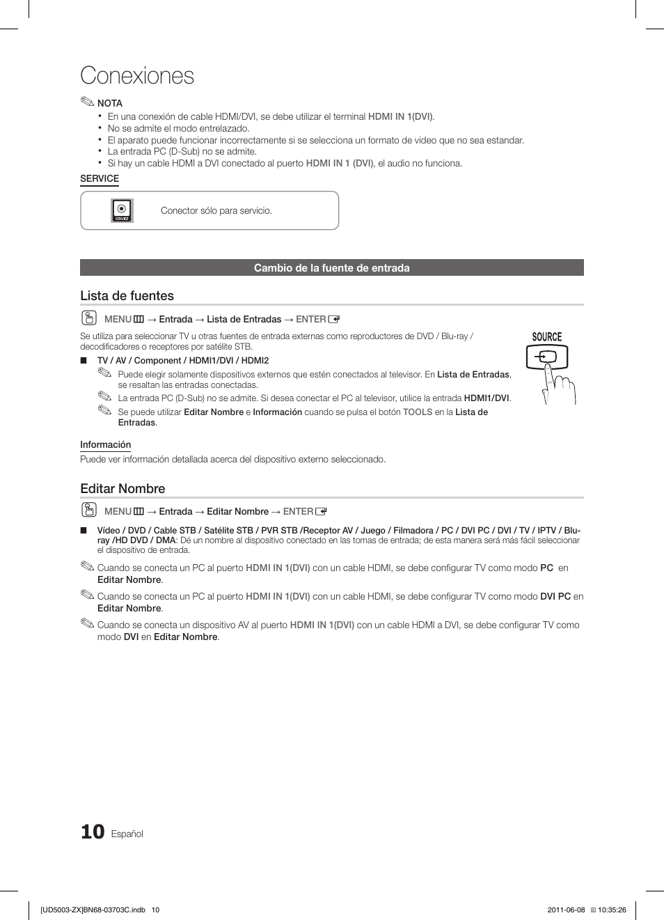 Conexiones | Samsung UN26D4003BDXZA User Manual | Page 41 / 64
