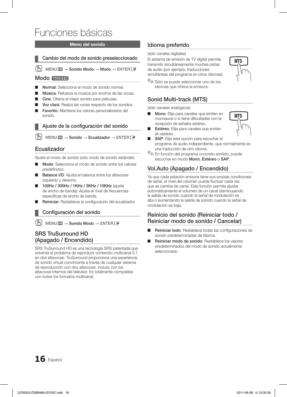 Funciones básicas | Samsung UN26D4003BDXZA User Manual | Page 47 / 64