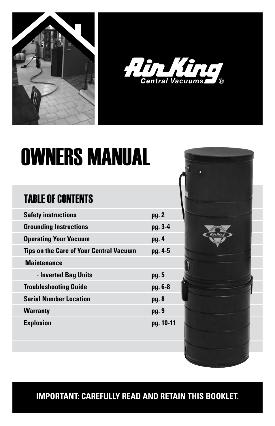 Air King Vacuum Cleaner User Manual | 12 pages