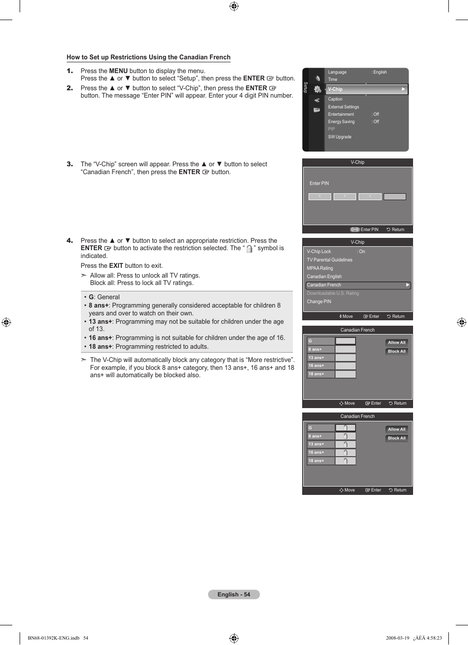 Samsung LN46A580P6FXZA User Manual | Page 56 / 196