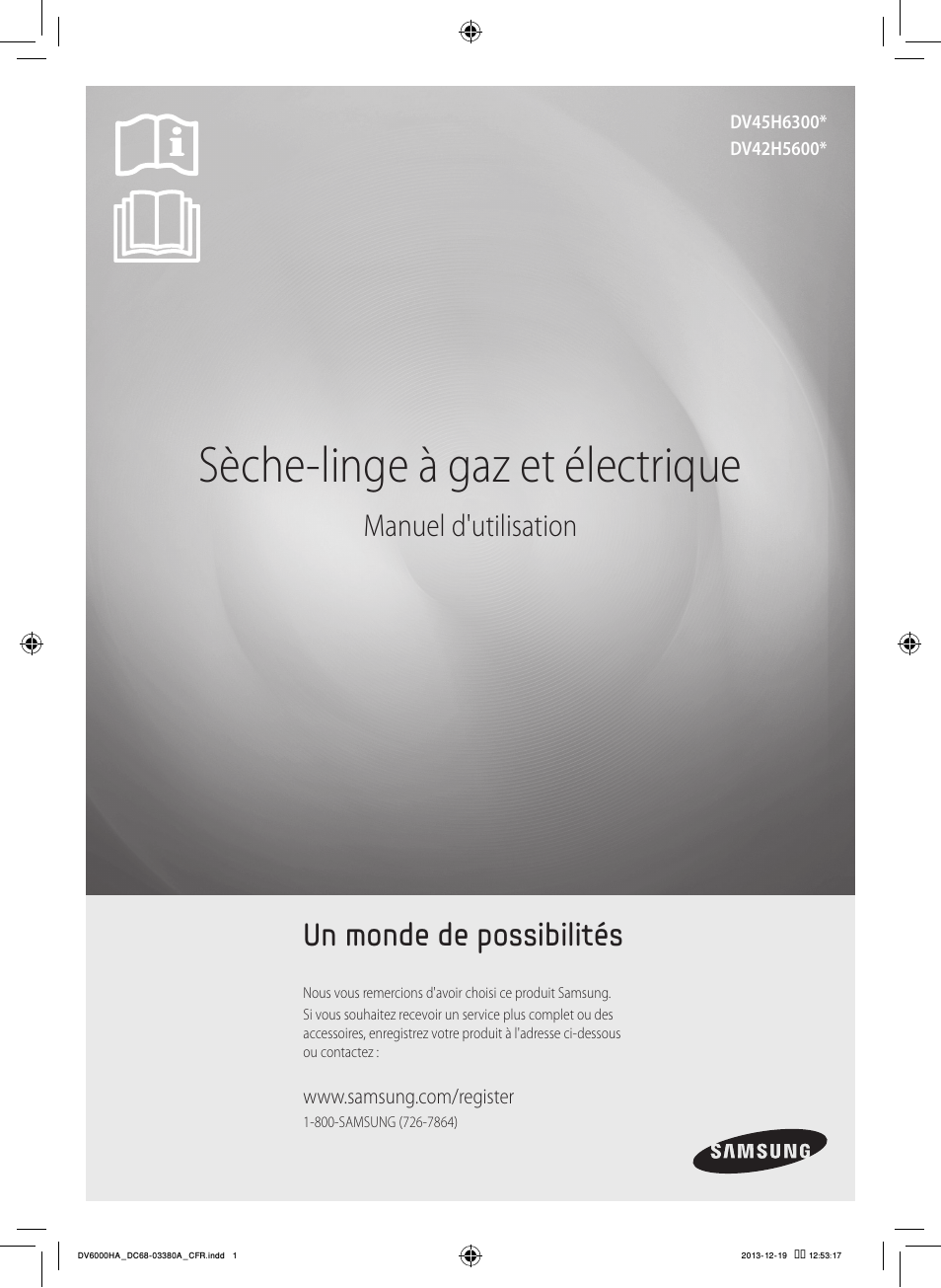 Sèche-linge à gaz et électrique, Manuel d'utilisation un monde de possibilités | Samsung DV42H5600EG-AC User Manual | Page 45 / 132