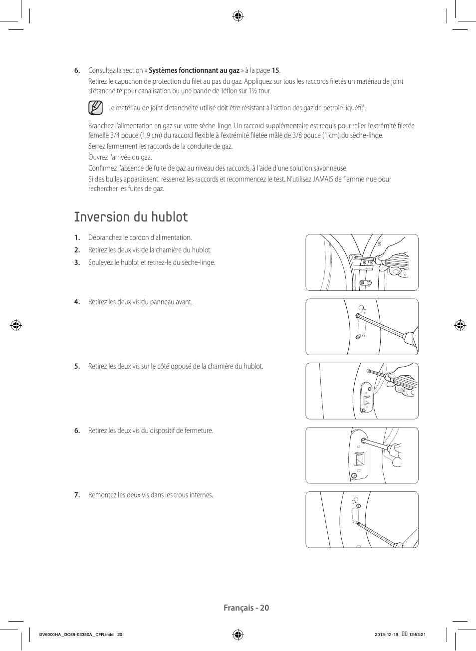 Inversion du hublot | Samsung DV42H5600EG-AC User Manual | Page 64 / 132