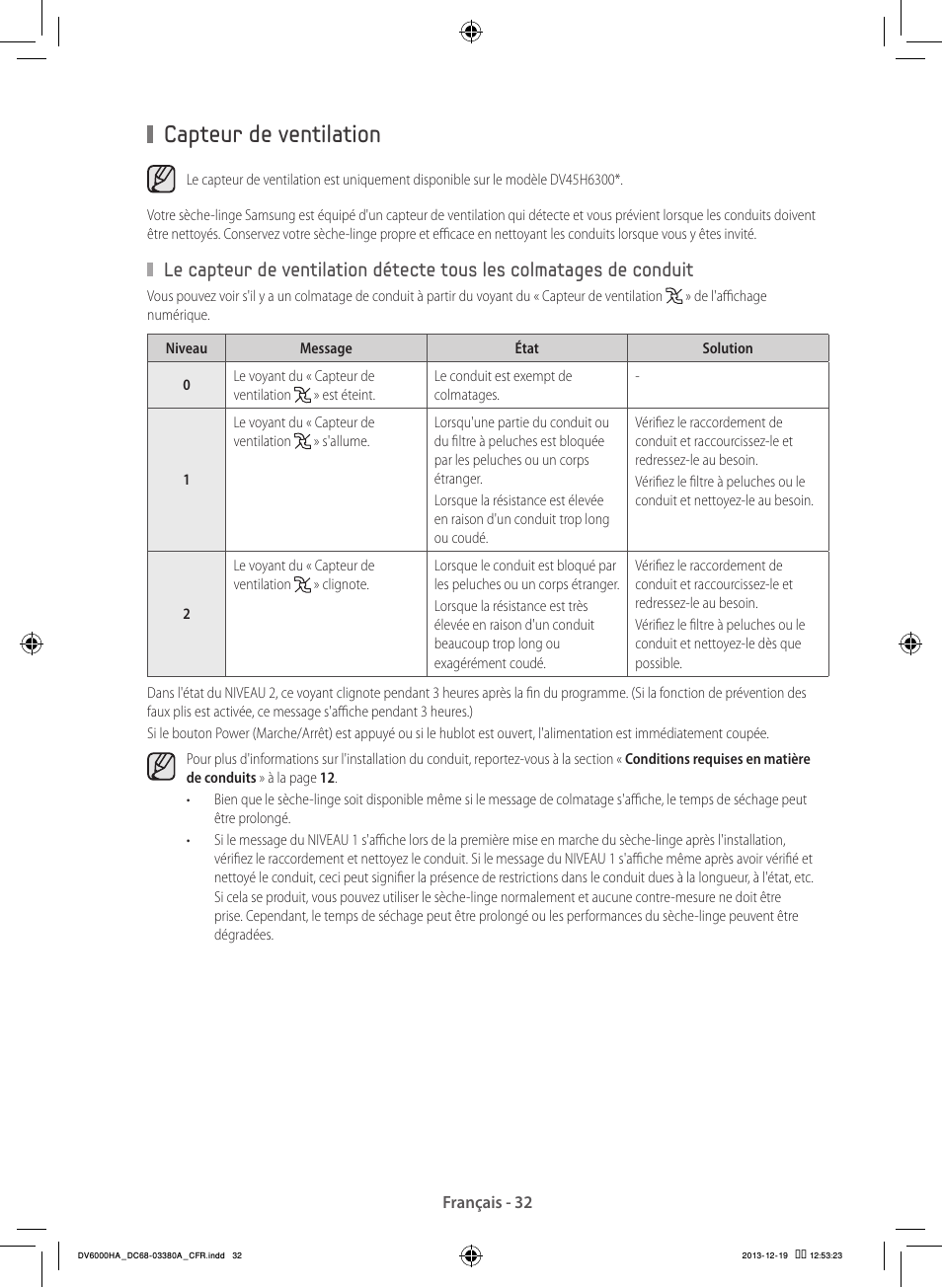 Capteur de ventilation | Samsung DV42H5600EG-AC User Manual | Page 76 / 132