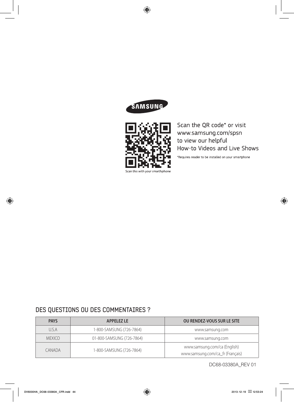 Des questions ou des commentaires | Samsung DV42H5600EG-AC User Manual | Page 88 / 132