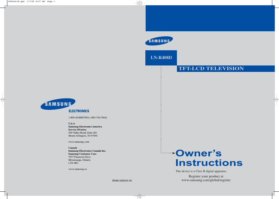 Samsung LNR408DX-XAA User Manual | 120 pages