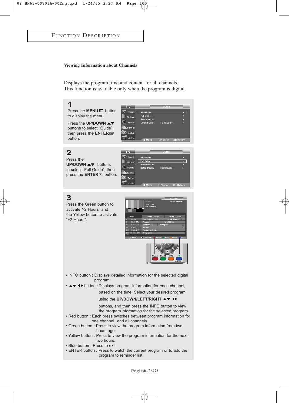 Viewing information about channels | Samsung LNR408DX-XAA User Manual | Page 106 / 120
