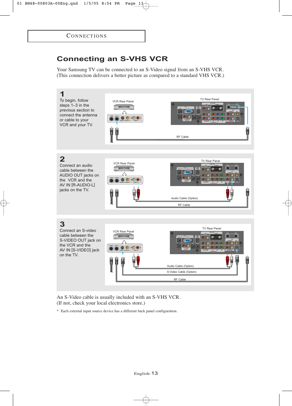 Connecting an s-vhs vcr | Samsung LNR408DX-XAA User Manual | Page 19 / 120