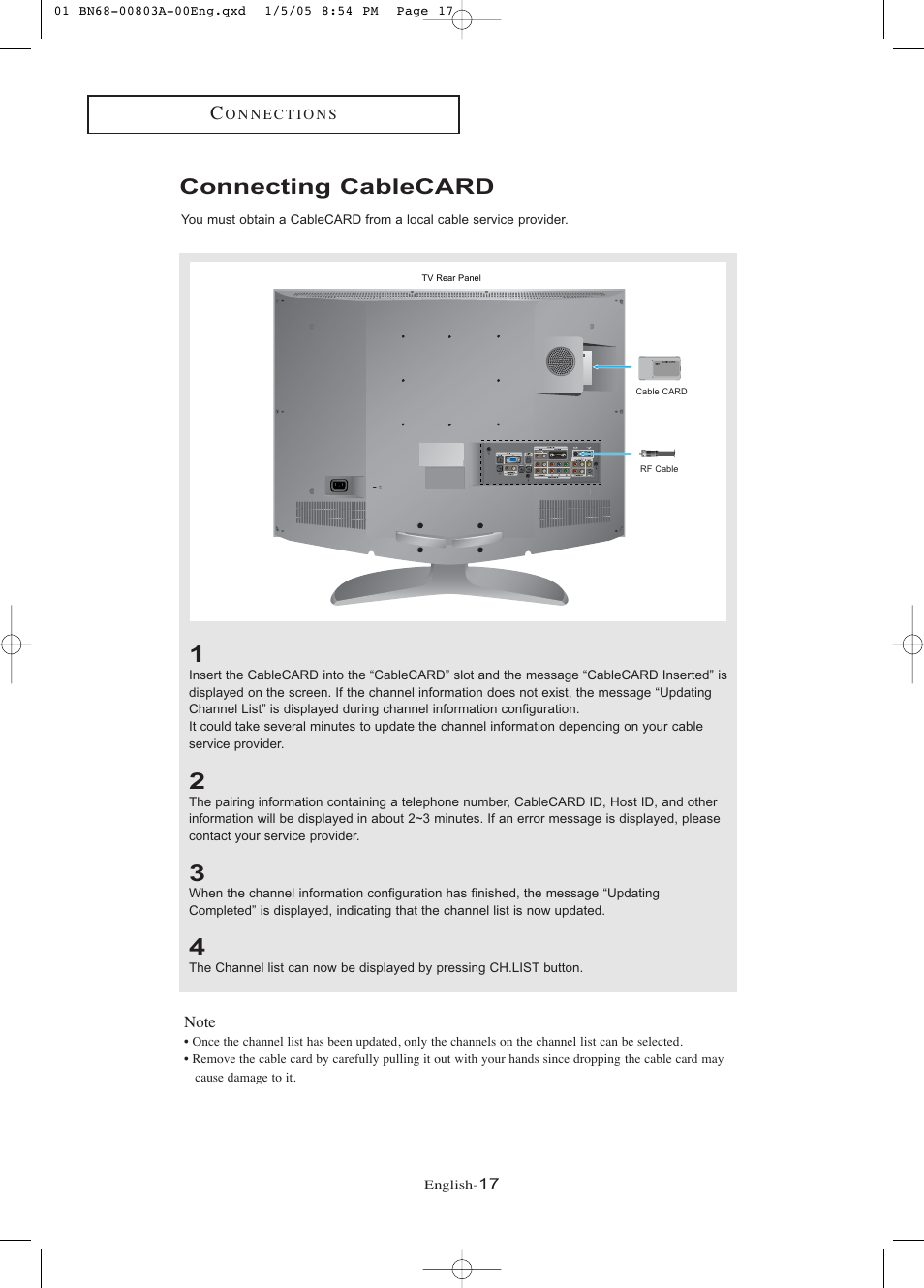 Connecting cable card, Connecting cablecard | Samsung LNR408DX-XAA User Manual | Page 23 / 120
