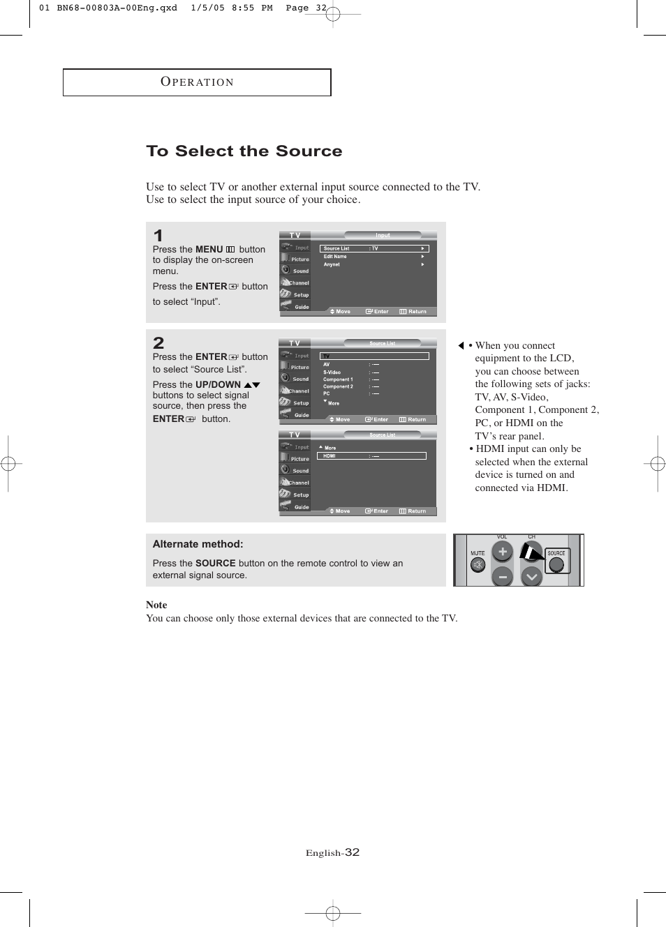 To select the source | Samsung LNR408DX-XAA User Manual | Page 38 / 120
