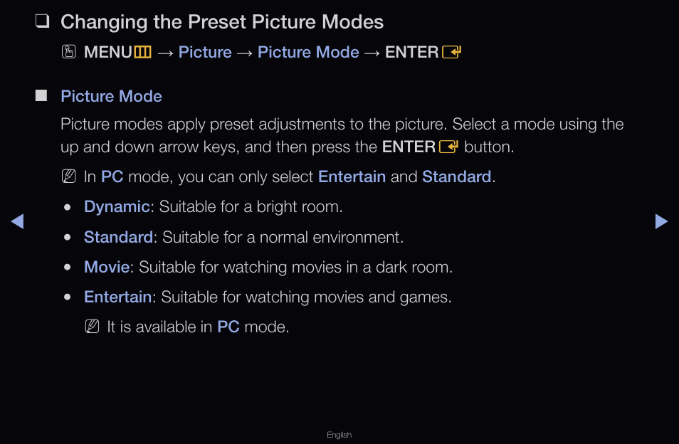 Basic features, Changing the preset picture modes | Samsung LT22A350ND-ZA User Manual | Page 29 / 138