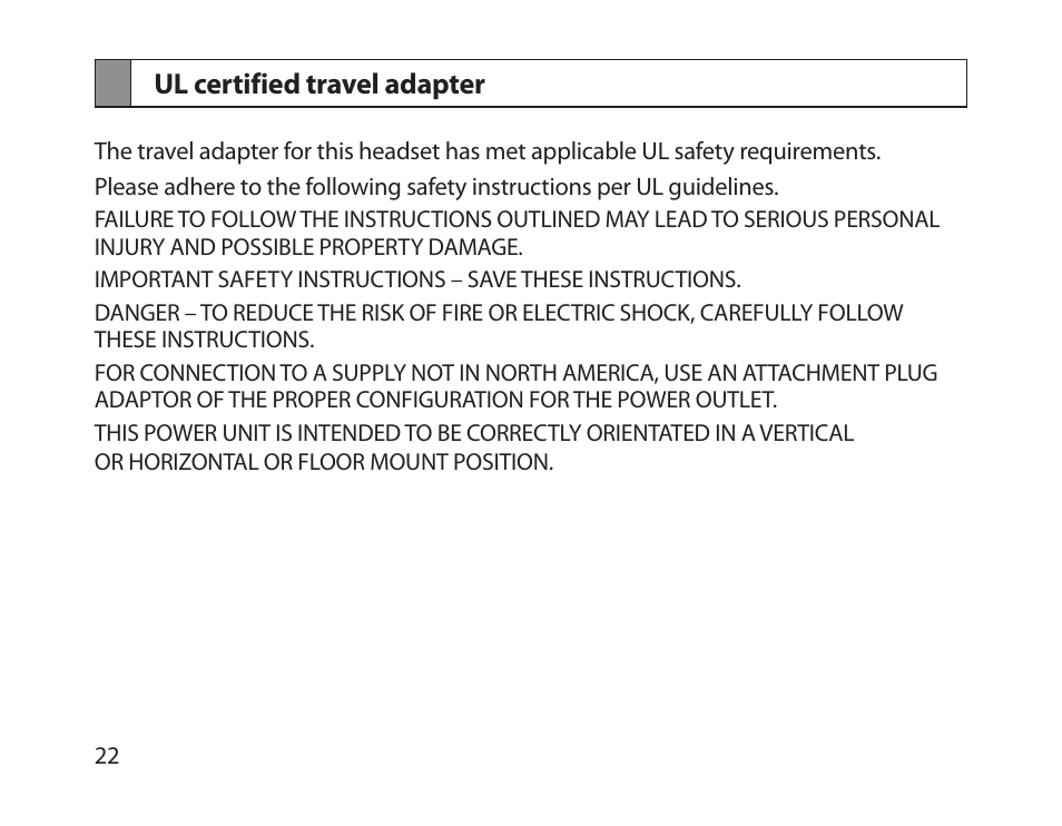 Ul certified travel adapter | Samsung BHM1300NBACSTA User Manual | Page 24 / 63