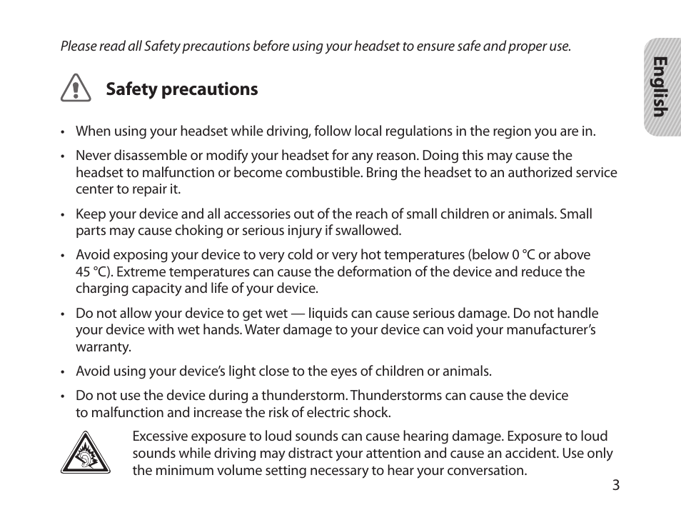 English, Safety precautions | Samsung BHM1300NBACSTA User Manual | Page 5 / 63