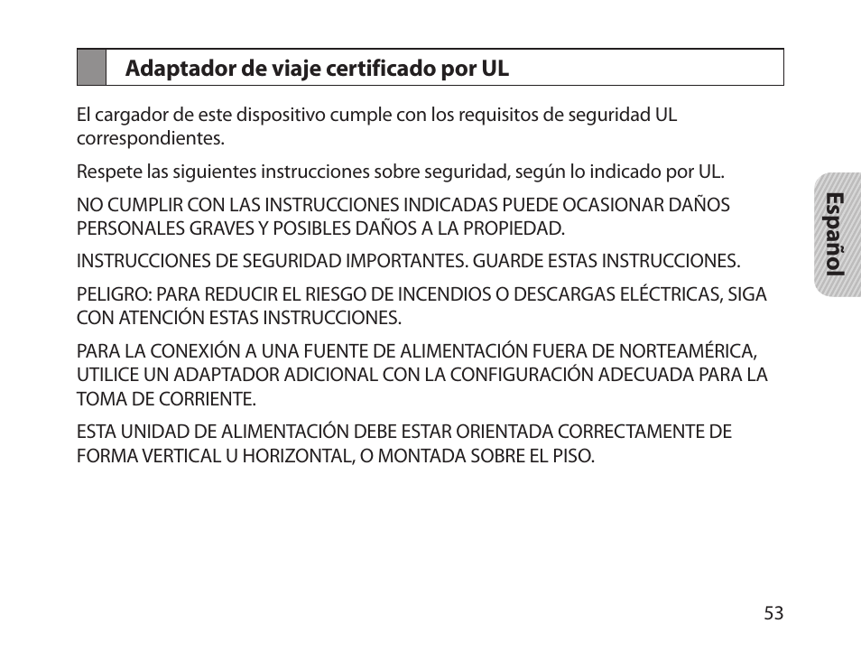 Adaptador de viaje certificado por ul | Samsung BHM1300NBACSTA User Manual | Page 55 / 63