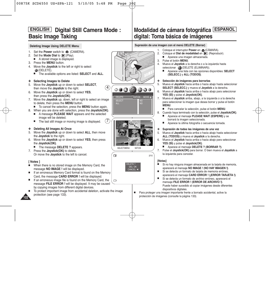 English español | Samsung SC-D6550-XAA User Manual | Page 102 / 154