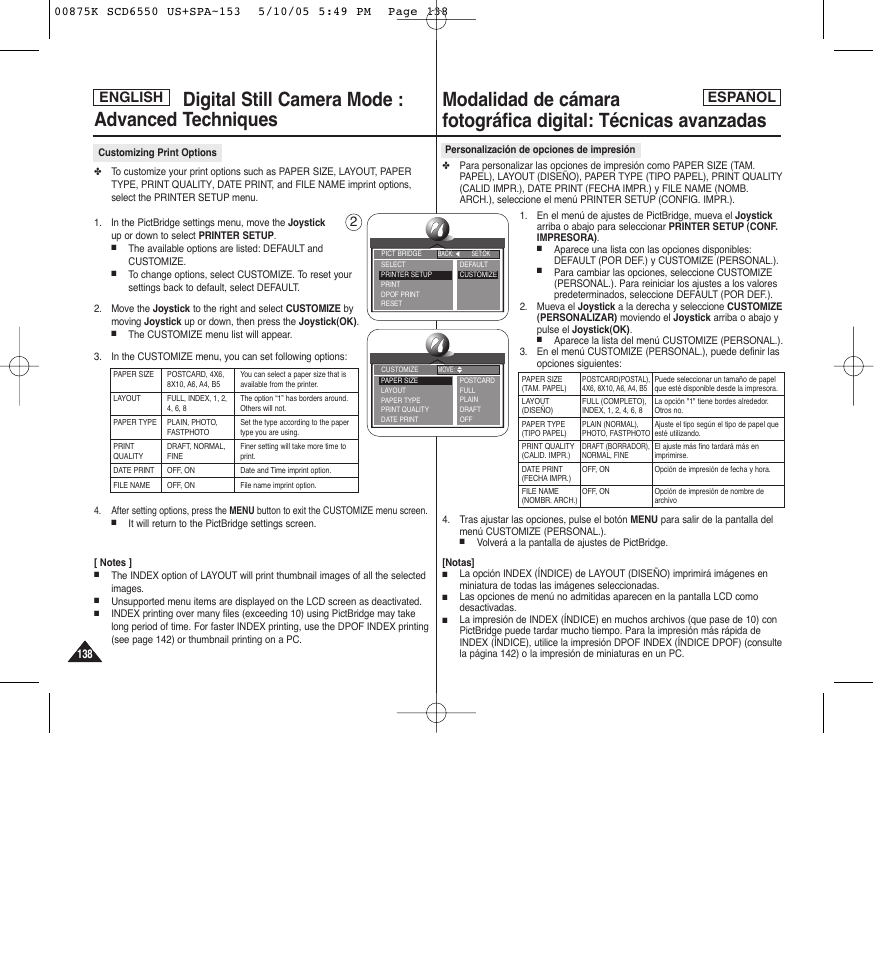 English español | Samsung SC-D6550-XAA User Manual | Page 138 / 154